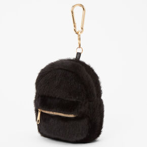 Black Fuzzy Mini Backpack Keychain,