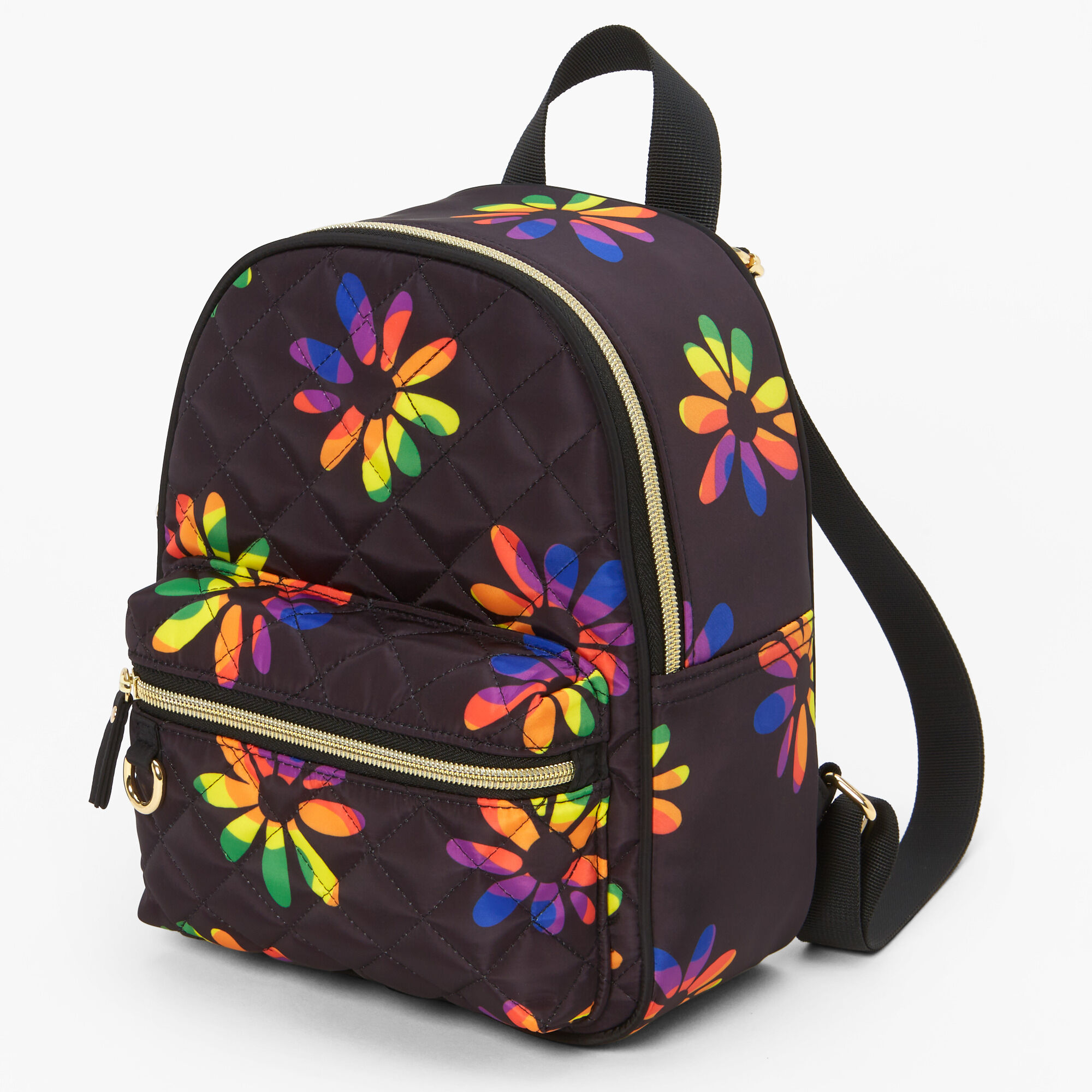 Claire's Petit sac à dos matelassé marguerites arc-en-ciel