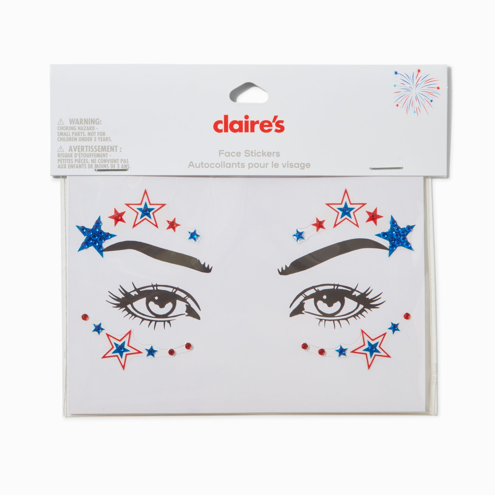Stars & Stripes Gemstones Face Stickers,