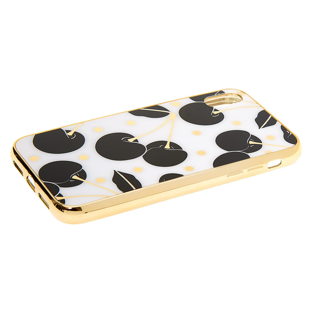 Black & White Cherry Protective Phone Case - Fits iPhone XR,