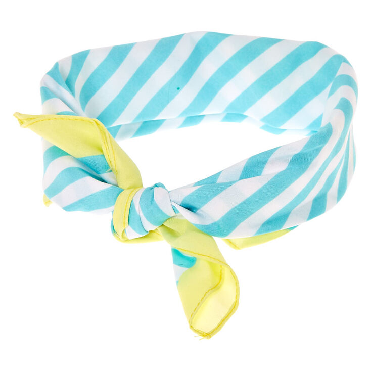 Mint &amp; White Stripe Bandana Headwrap,