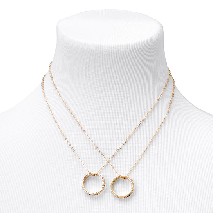 Best Friends Gold Ring Pendant Necklaces - 2 Pack,