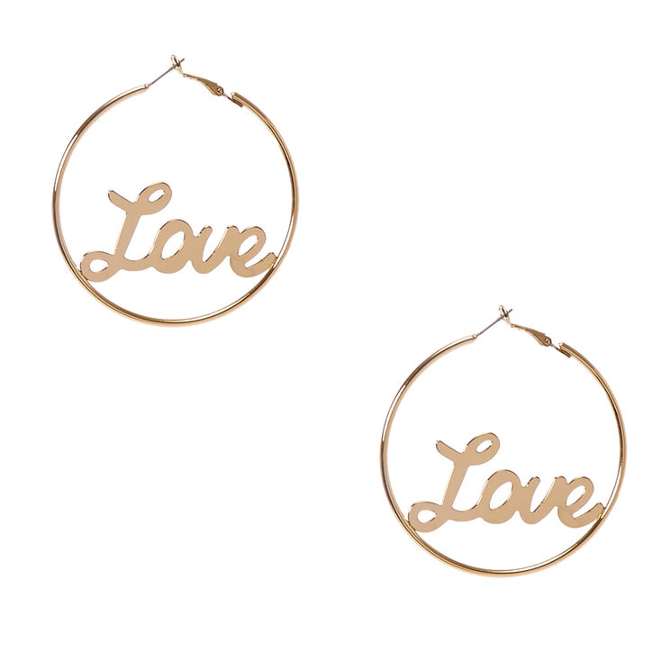 Gold 60MM Love Hoop Earrings,