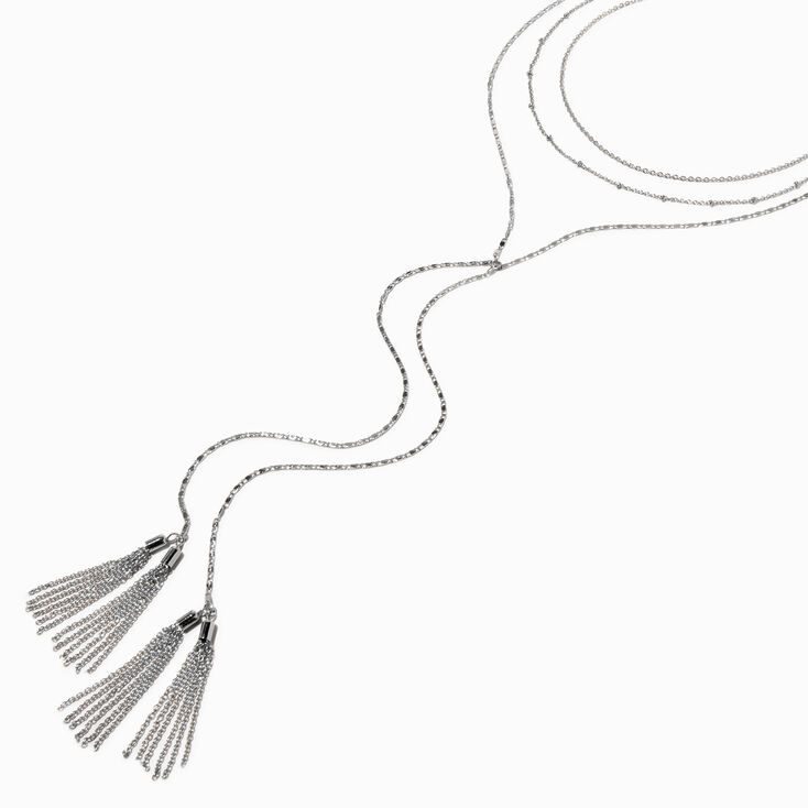 Silver Tassel Bolo Multi-Strand Necklace,