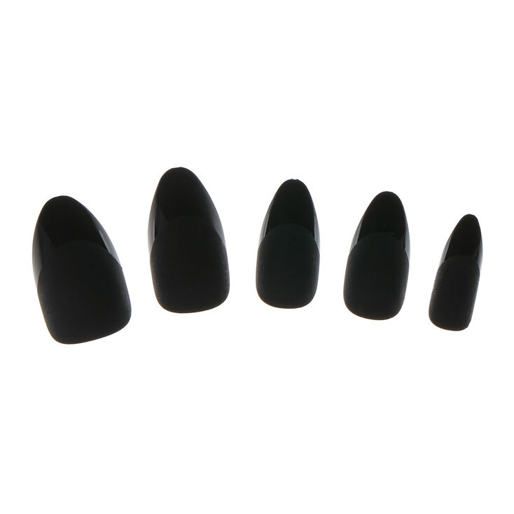 Matte French Manicure Faux Nail Set - Black, 24 Pack,