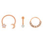 Rose Gold 14G Celestial Cartilage Earrings - 3 Pack,