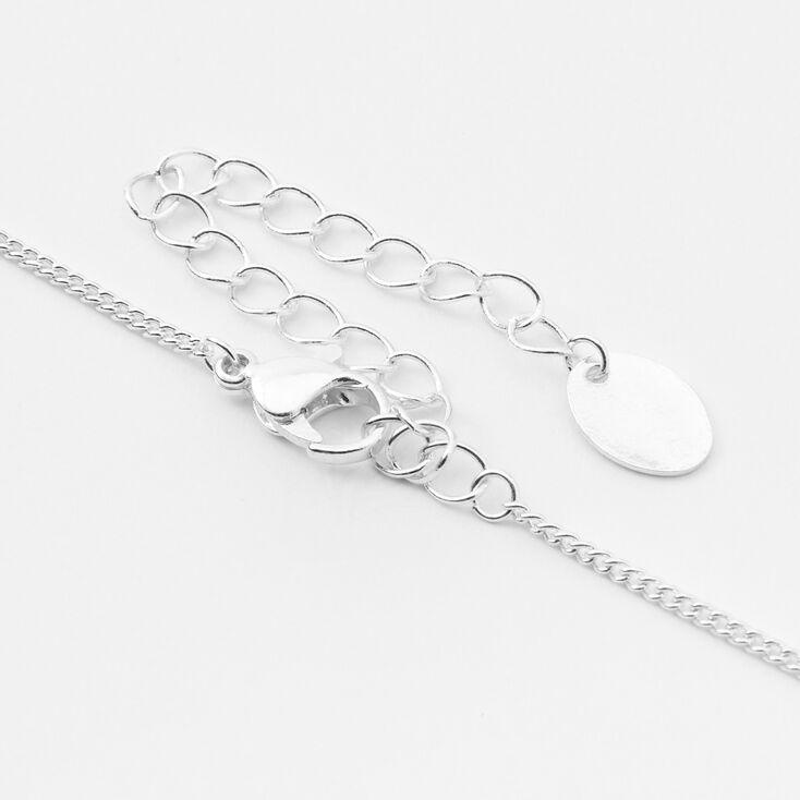 Silver Heart Black Flower Pendant Necklace,
