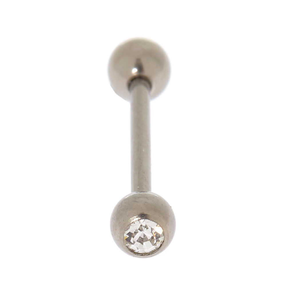 Titanium 14G Glass Stone Tongue Ring,