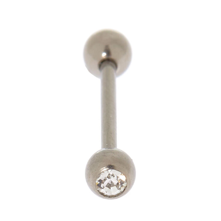 Titanium 14G Glass Stone Tongue Ring,