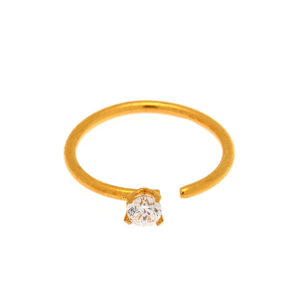 18ct Gold Plated Cubic Zirconia 20G Nose Ring,