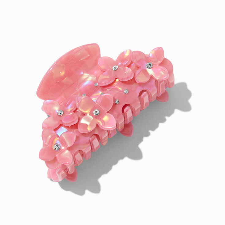 Coral Crystal Flower Hair Claw,