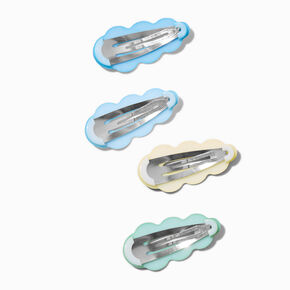 Matte Scalloped Cool Blue Snap Hair Clips - 4 Pack,