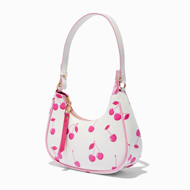 Pink Cherry White Shoulder Bag,