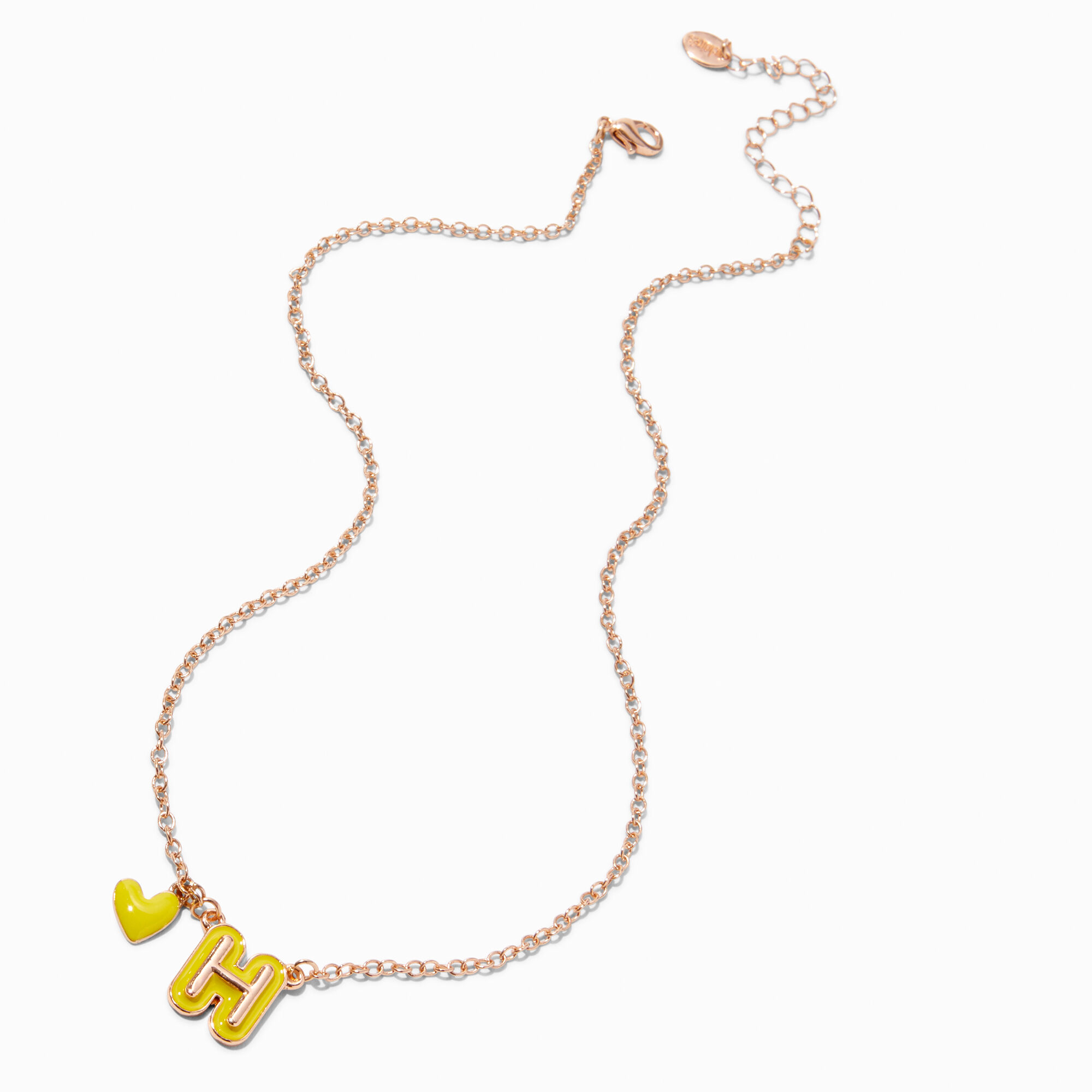 Collier à pendentif cœur à initiale bulle jaune - H,