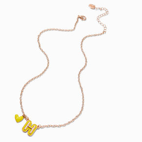 Collier &agrave; pendentif c&oelig;ur &agrave; initiale bulle jaune&nbsp;- H,