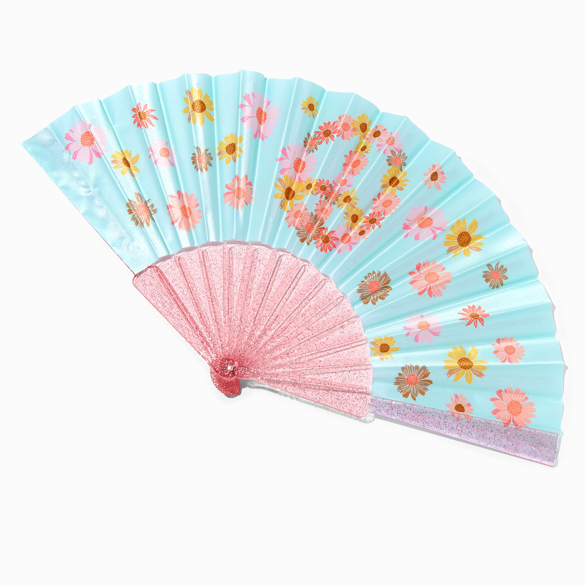 View Claires Daisy Peace Sign Folding Fan information