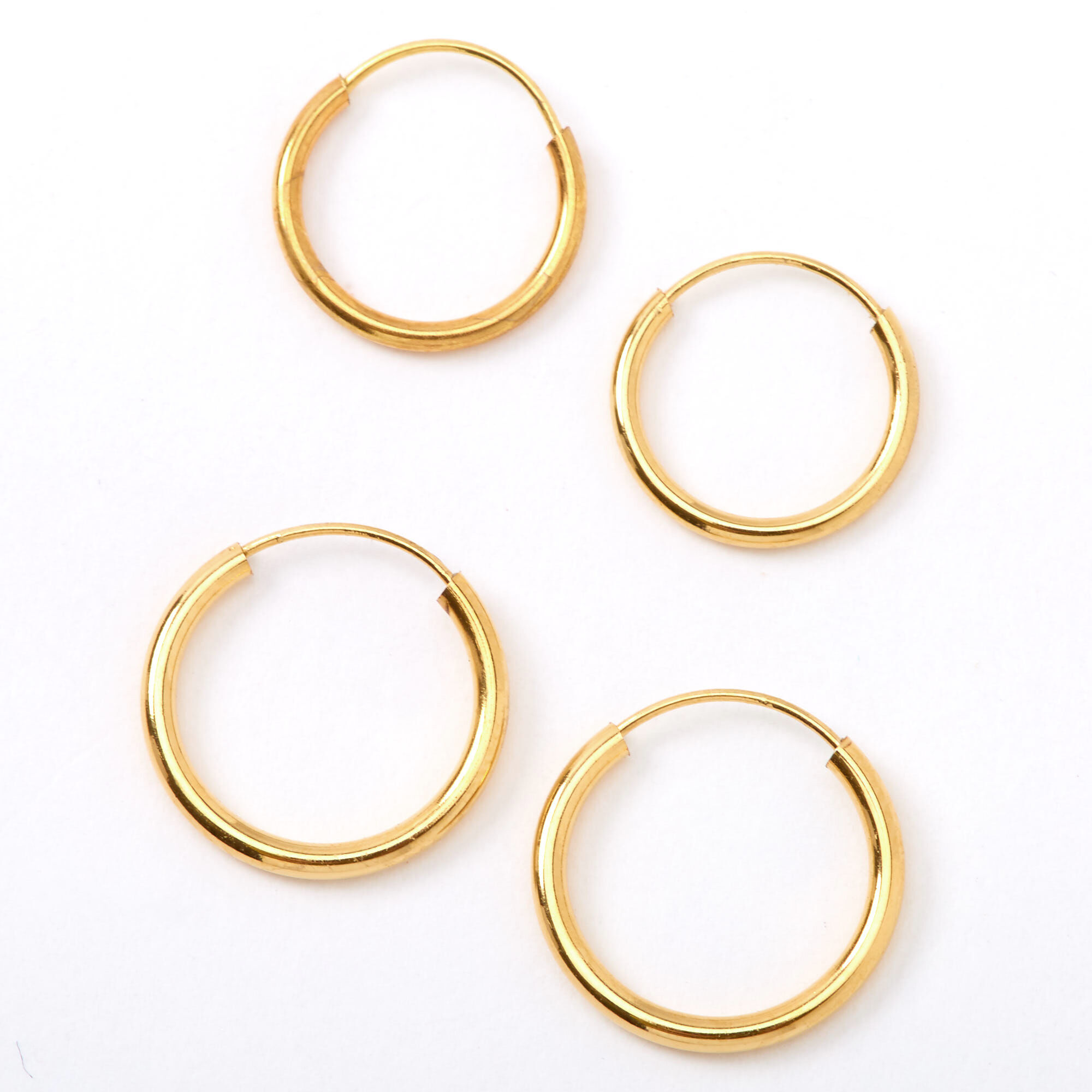 C LUXE by Claire s 18k Gold Plated 10MM 12MM Endless Hoop Earrings 2 Pack Claire s