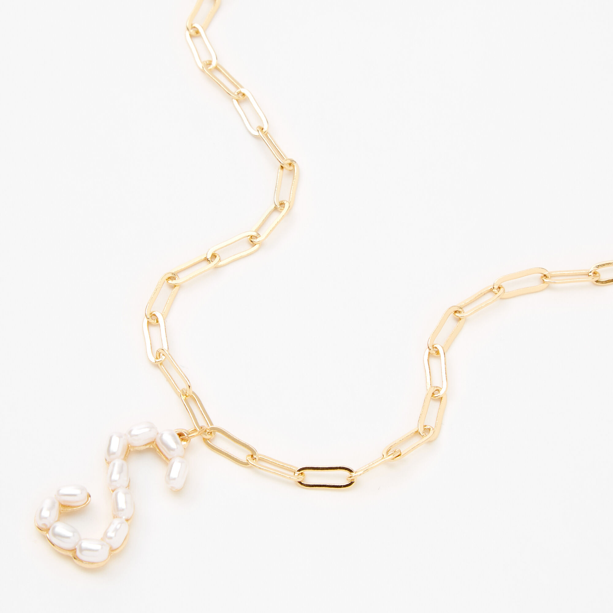 Gold Pearl Initial Pendant Necklace - S,