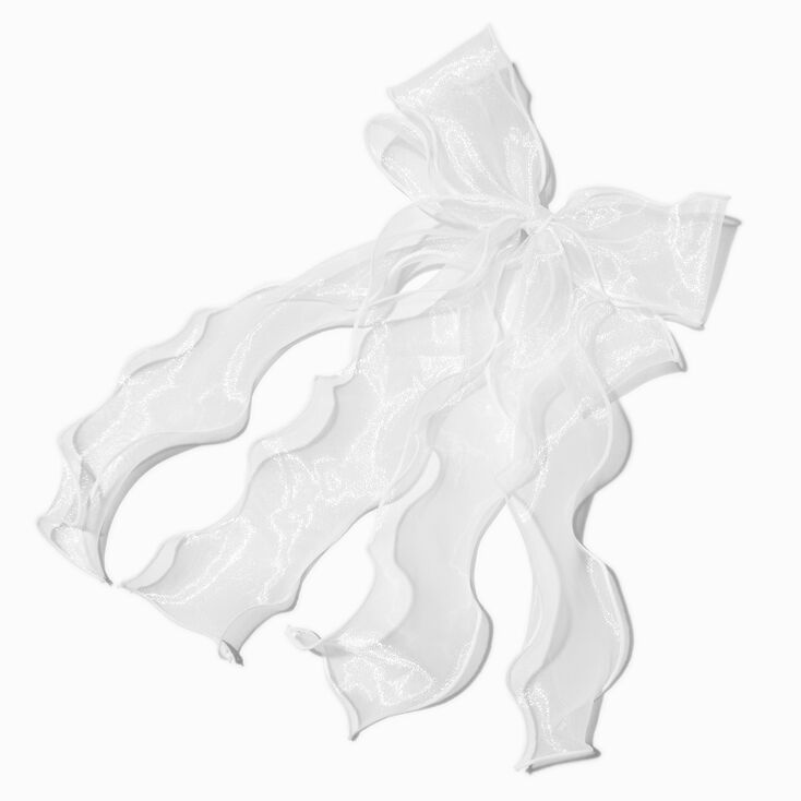 White Fairy Long Tail Hair Bow Clip,