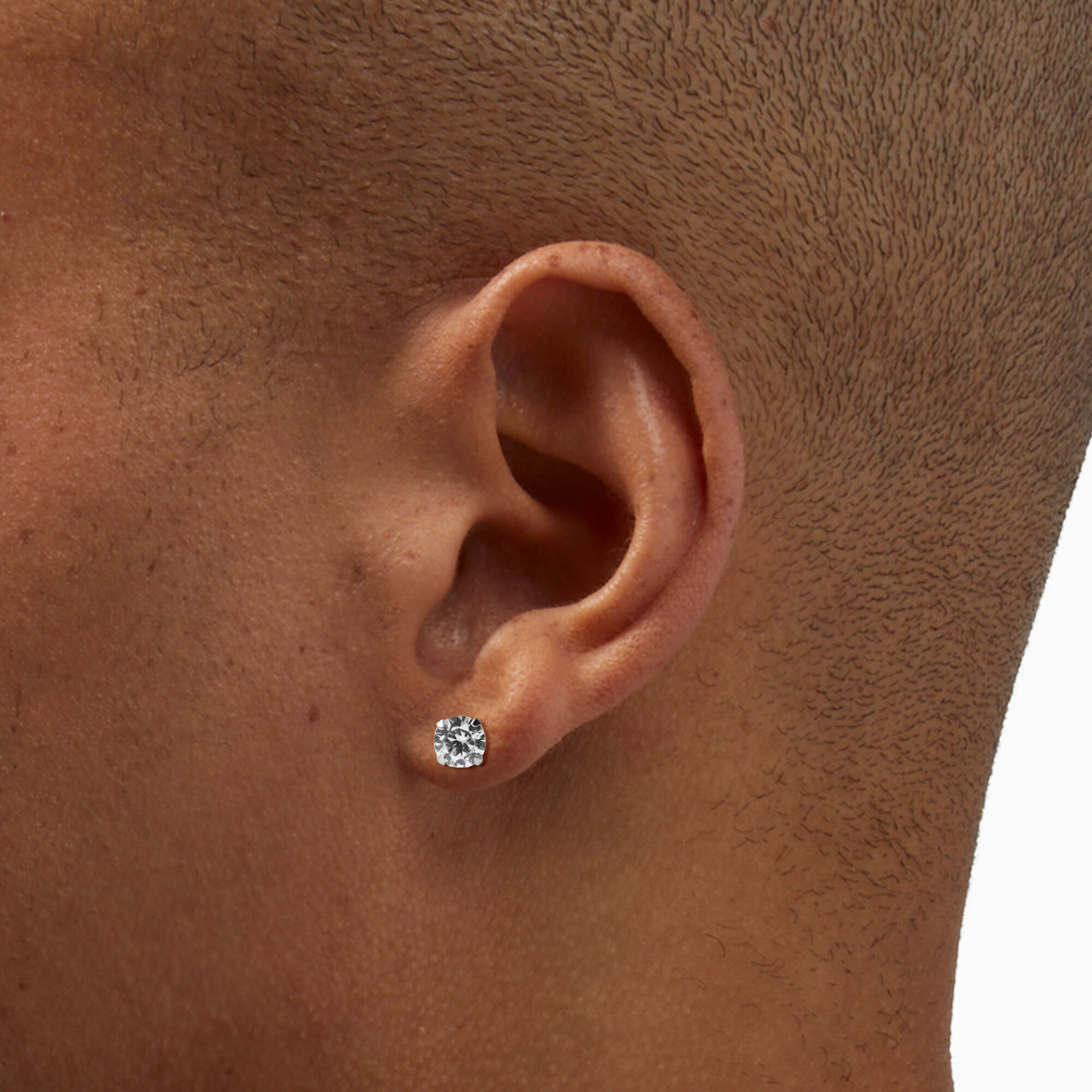 C LUXE by Claire's Platinum Plated Sterling Silver Cubic Zirconia Round Stud Earrings,