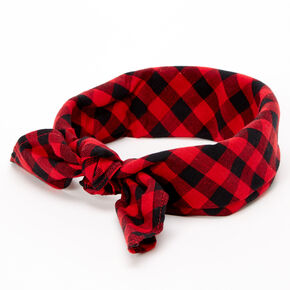 Red &amp; Black Plaid Bandana Headwrap,