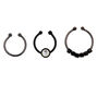 Hematite Crystal Faux Cartilage Hoop Earrings - 3 Pack,