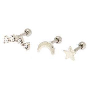 Step 4 Helix And Cartilage Claire S Silver 16g Celestial Cartilage Earrings 3 Pack