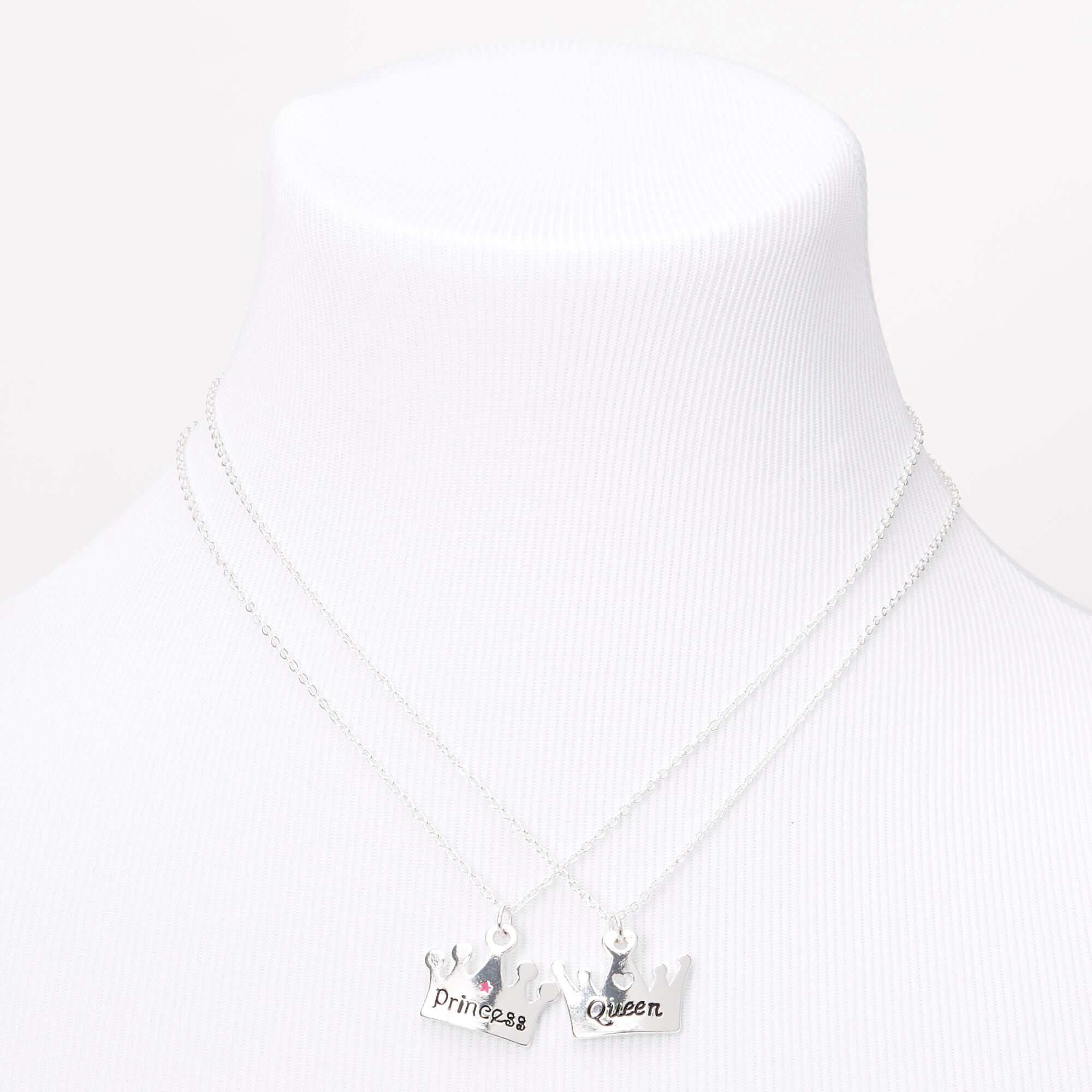 Best Friends Queen Princess Tiara Pendant Necklaces - 2 Pack,