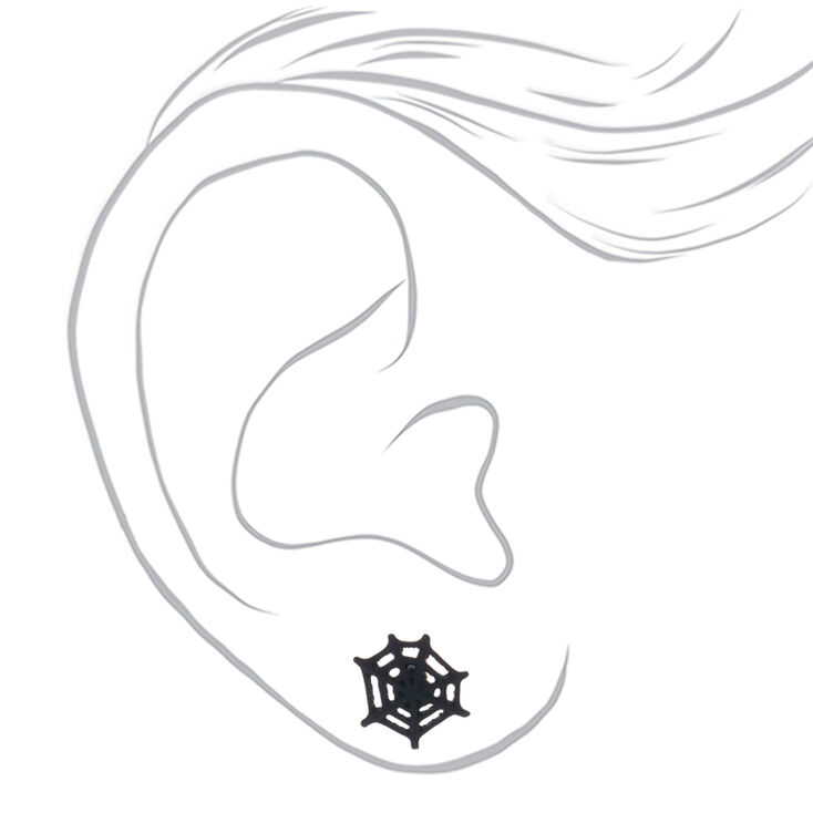 Clous d&rsquo;oreille noirs en forme de toile d&#39;araign&eacute;e,
