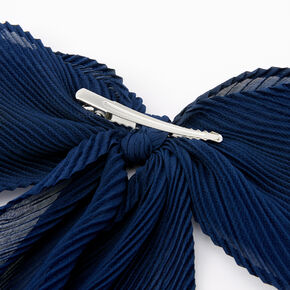 Barrette &agrave; n&oelig;ud en mousseline pliss&eacute;e - Bleu marine,