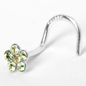 22G Sterling Silver Crystal Daisy Nose Stud,