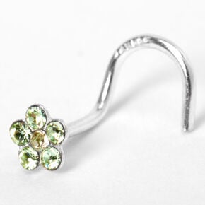 Sterling Silver 22G Crystal Daisy Nose Stud,
