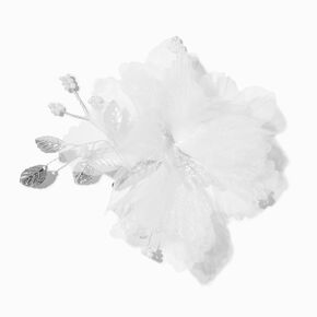 Barrette &agrave; fleurs fantaisistes blanches,