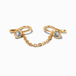 Gold-tone Chain Cubic Zirconia Faux Nose Ring,
