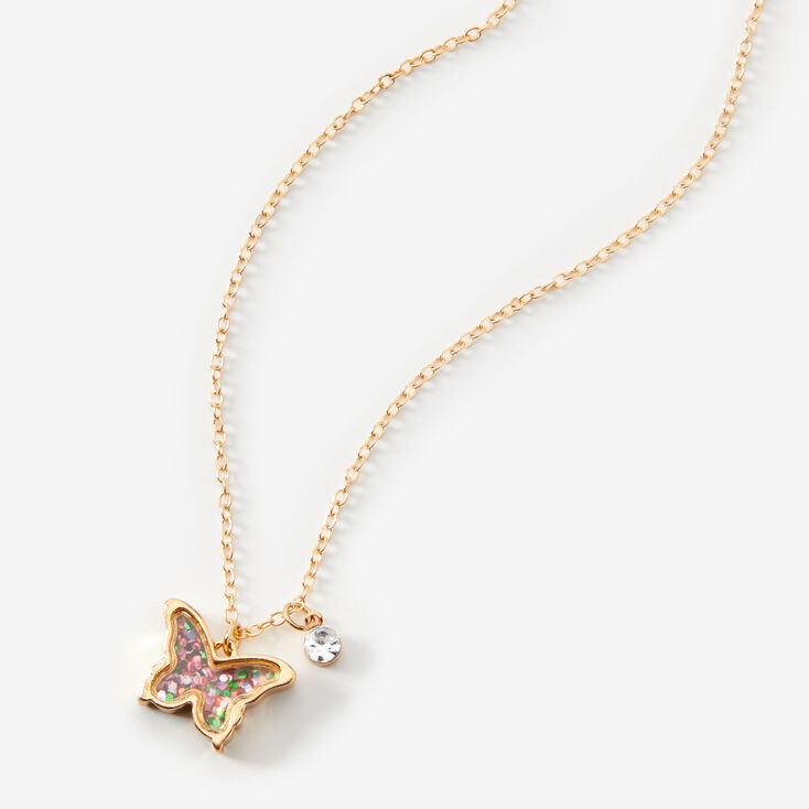 Gold Shaker Butterfly Pendant Necklace | Claire's