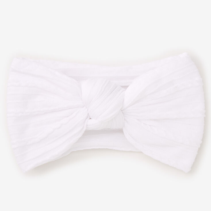 Claire&#39;s Club Nylon Ribbed Bow Headwrap - White,