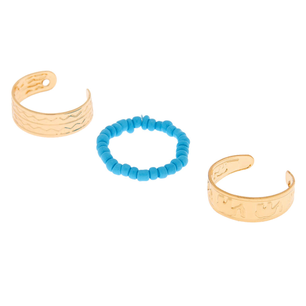Gold Boho Elephant Toe Rings Turquoise 3 Pack Claire s
