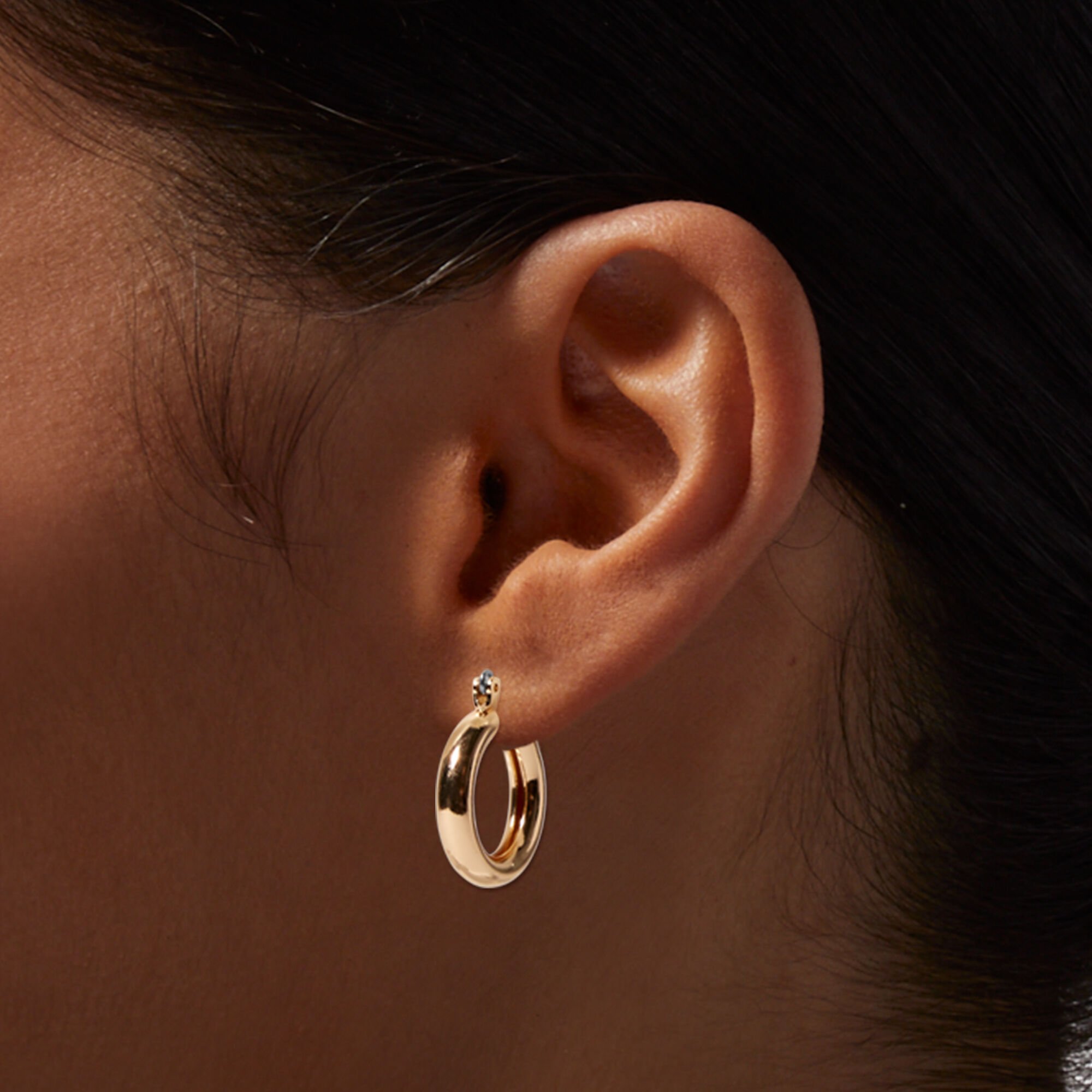 Gold-tone Tube 20mm Hoop Earrings,