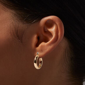 Gold 20MM Tube Hoop Earrings,