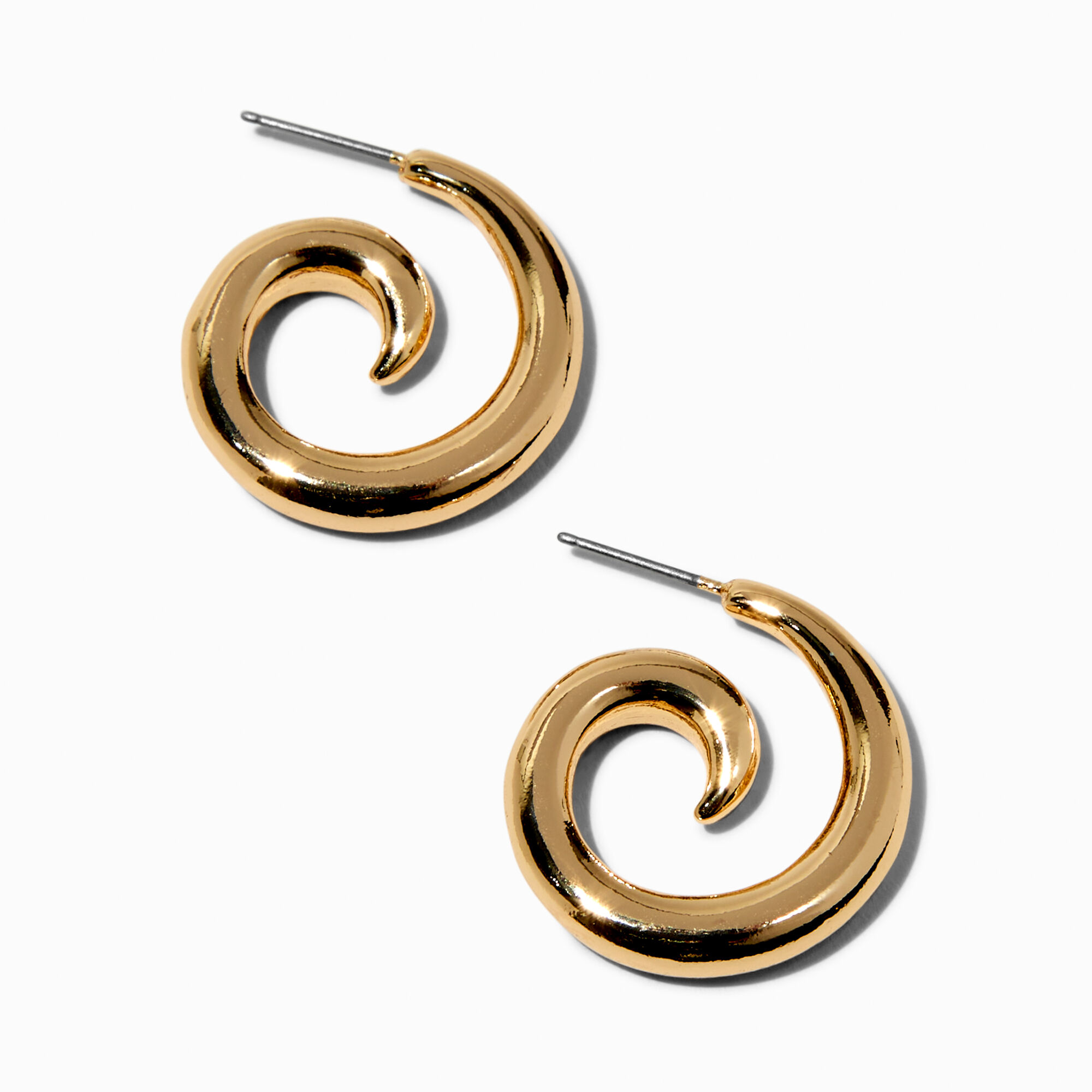 View Claires Tone Thick Swirl Hoop Earrings Gold information