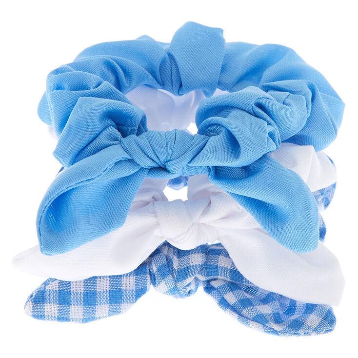 Claire&#39;s Club Small Gingham Bow Hair Scrunchies - Blue, 3 Pack,