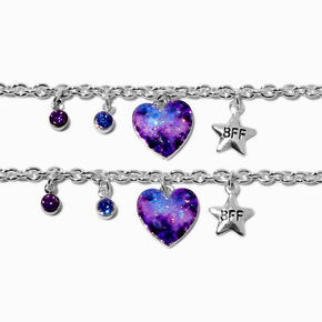 Best Friends Galaxy Heart Chain Bracelets - 2 Pack,
