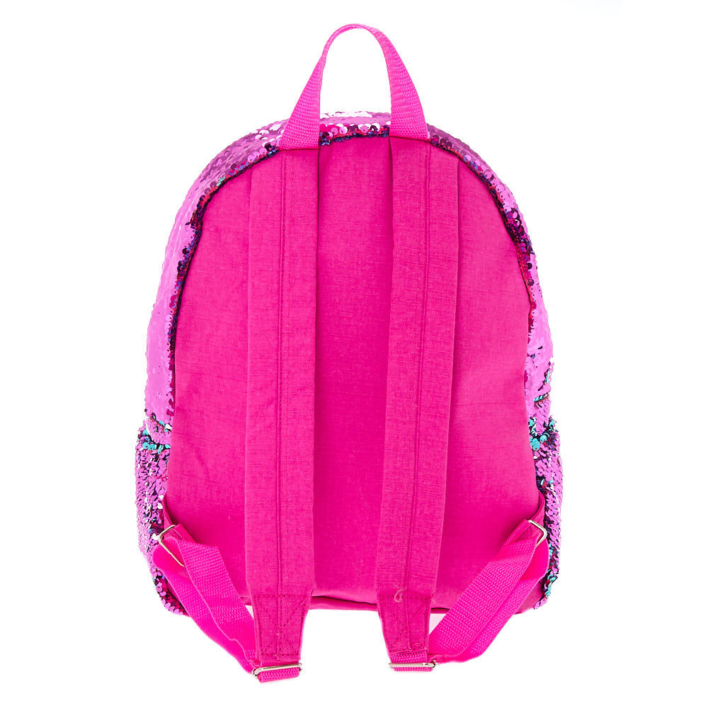 Sac à dos fuchsia cœur à sequins réversibles,