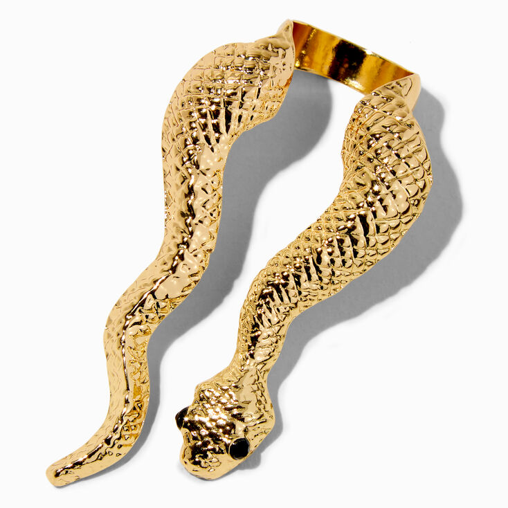 Gold-Tone Slithering Snake Open-Front Ring,