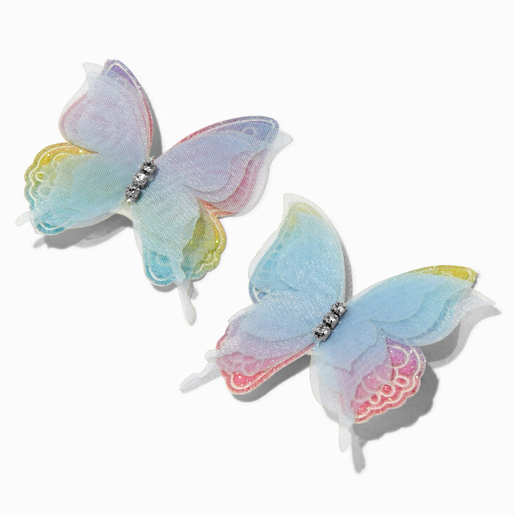 Claire&#39;s Club Blue Glitter Butterfly Hair Clips - 2 Pack,