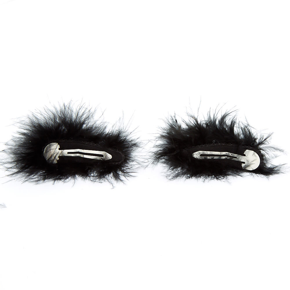 Cake Glitter Cat Ears Hair Clips - Black, 2 Pack,