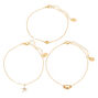Gold-tone Under the Sea Chain Anklets - 3 Pack,