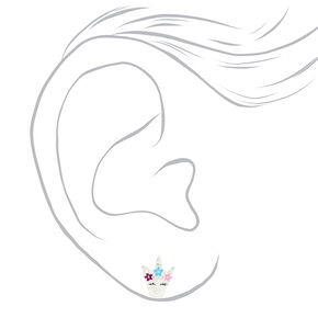 Sterling Silver Enameled Unicorn Stud Earrings,