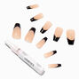 Black French Tip Squareletto Vegan Faux Nail Set - 24 Pack,