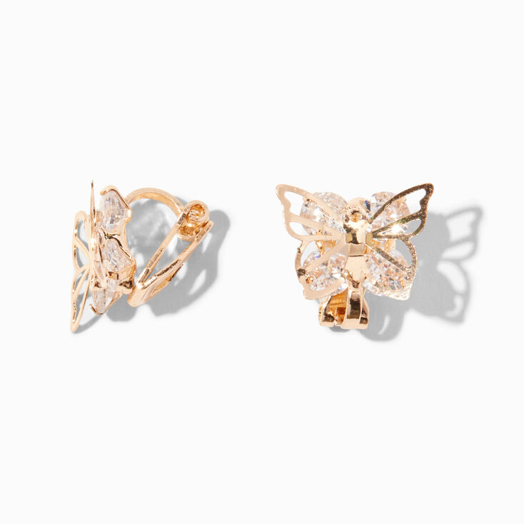 Gold Filigree Butterfly Clip-On Stud Earrings,